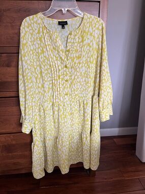Who What Wear Yellow and White Printed Mini Dress